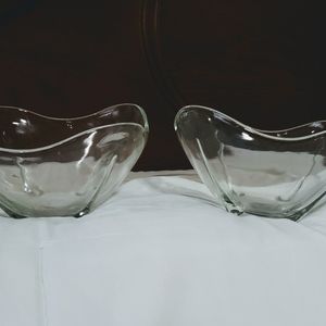 1950s SWEDISH MODERN FOOTED CLEAR GLASS NUT CANDY SERVING BOWL DISH VINTAGE